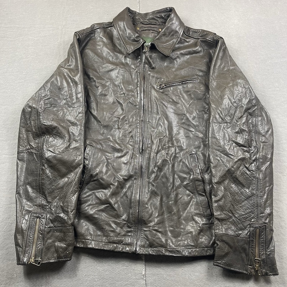 Eddie Bauer Leather Jacket Womens TXL Brown Full Zip Adjustable Waist Lined‎